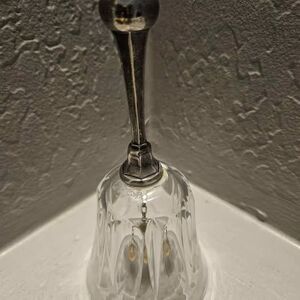 Crystal Collectible Bell Dinner Bell with Silver Plate Handle Made in Italy 7"